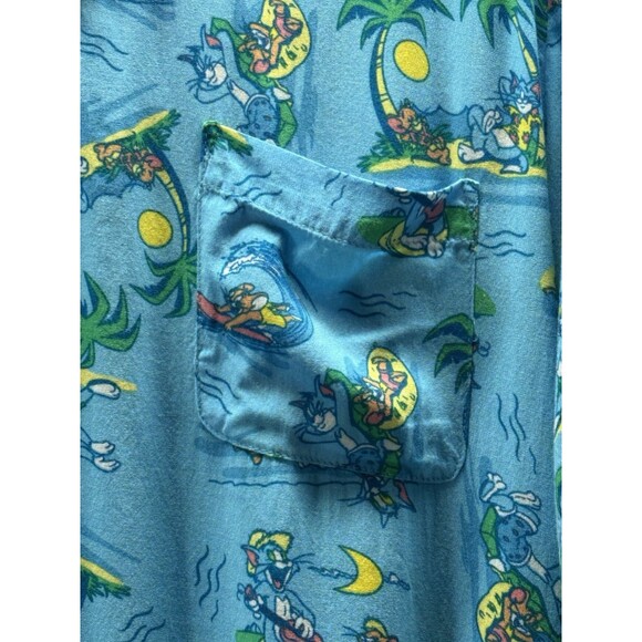 Tom & Jerry Hawaiian Aloha Mens Shirt Rayon Size XL - Picture 3 of 7